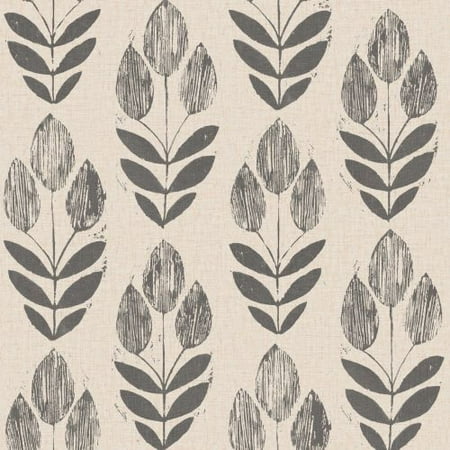 Brewster 2535-20651 Scandinavian Black Block Print Tulip Wallpaper