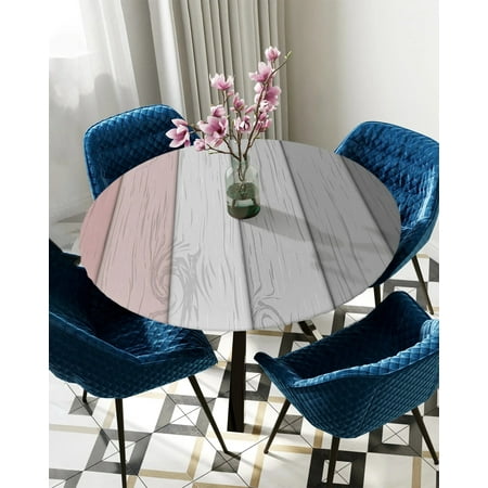 

Tablecloth Round Fitted Vintage Pink Grey Gradual Wood Grain Elastic Edged Table Cover Protector Cloth Waterproof Rectangle 40 -44