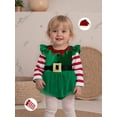 thumbnail image 4 of Miaouyo Infant Baby Girls Christmas Fall Outfit 0 3 6 12 18 Months Long Sleeve Romper + Hat + Striped Socks Clothes Set, 4 of 9