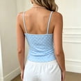 thumbnail image 4 of COMVALUE Polka Dots Tank Top for Women Teens Girls Cute Summer Tops | Y2K Lace Trim V Neck Camisole Slim Fit Going Out Tops Streetwear Light Blue M, 4 of 6