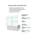 thumbnail image 2 of 56-60"W x 60"H Frameless Double Sliding Tub Shower Door, 304 Stainless Steel in Matte Black, 5/16" (8mm) Thick SGCC Tempered Clear Glass., 2 of 6