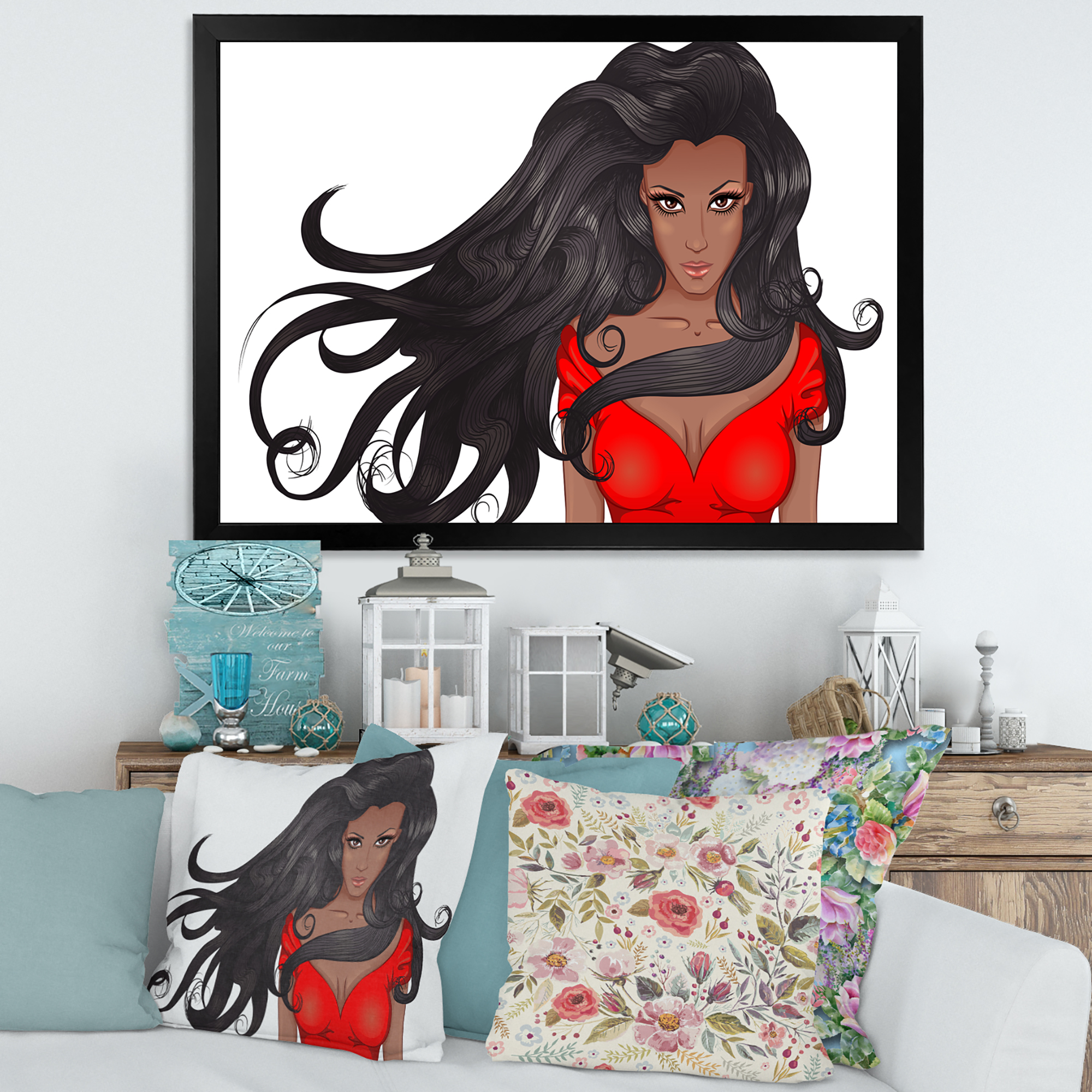 Designart 'Portrait of African American Female XIV' Modern Framed Art Print