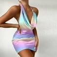 thumbnail image 7 of IROINNID Sales Party Dresses for Women Holiday Night Sexy Summer Sexy Hanging Neck Personalized Dress Mini Dress,Multicolor, 7 of 7