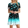 thumbnail image 2 of Offre Limitée Iumwxz Robes à Manches Courtes Col Rond pour Femme Tendance Ligne A Décontractée Plissée Robe Courte Tendance Robe Graphique Tenues d'Été pour Femmes Coupe Ample Robes pour Usage Quotidien Décontracté, 2 of 7