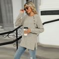 thumbnail image 5 of SWSMCLT Women's Soft Pullover Sweater Long Sleeve Work Boat Neck Tunic Top Button Split Crewneck Knit Fall Fashion Cream Small, 5 of 5