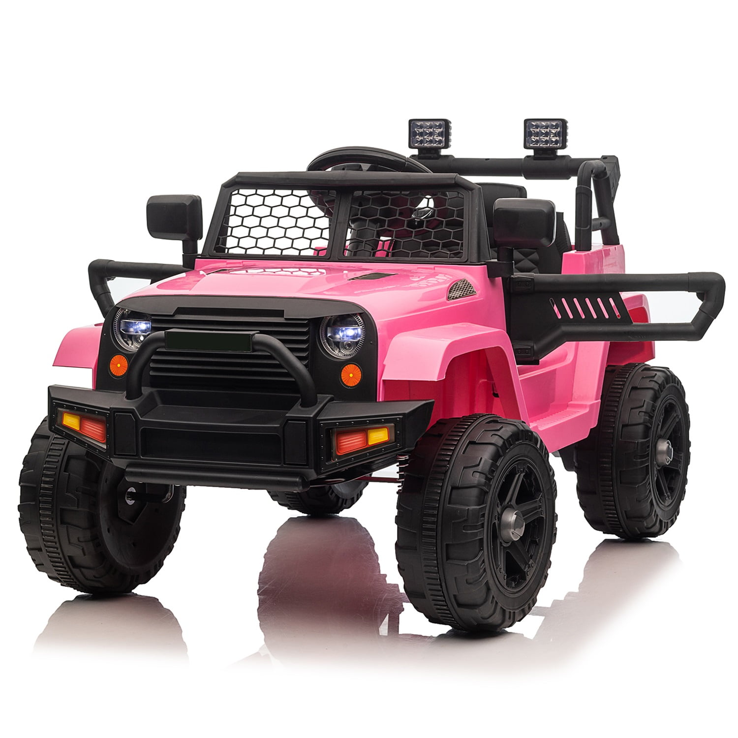 CIPACHO 12V Kids Ride On Truck Car Toy with Parent Remote Control, Spring Suspension, LED Lights, Pink