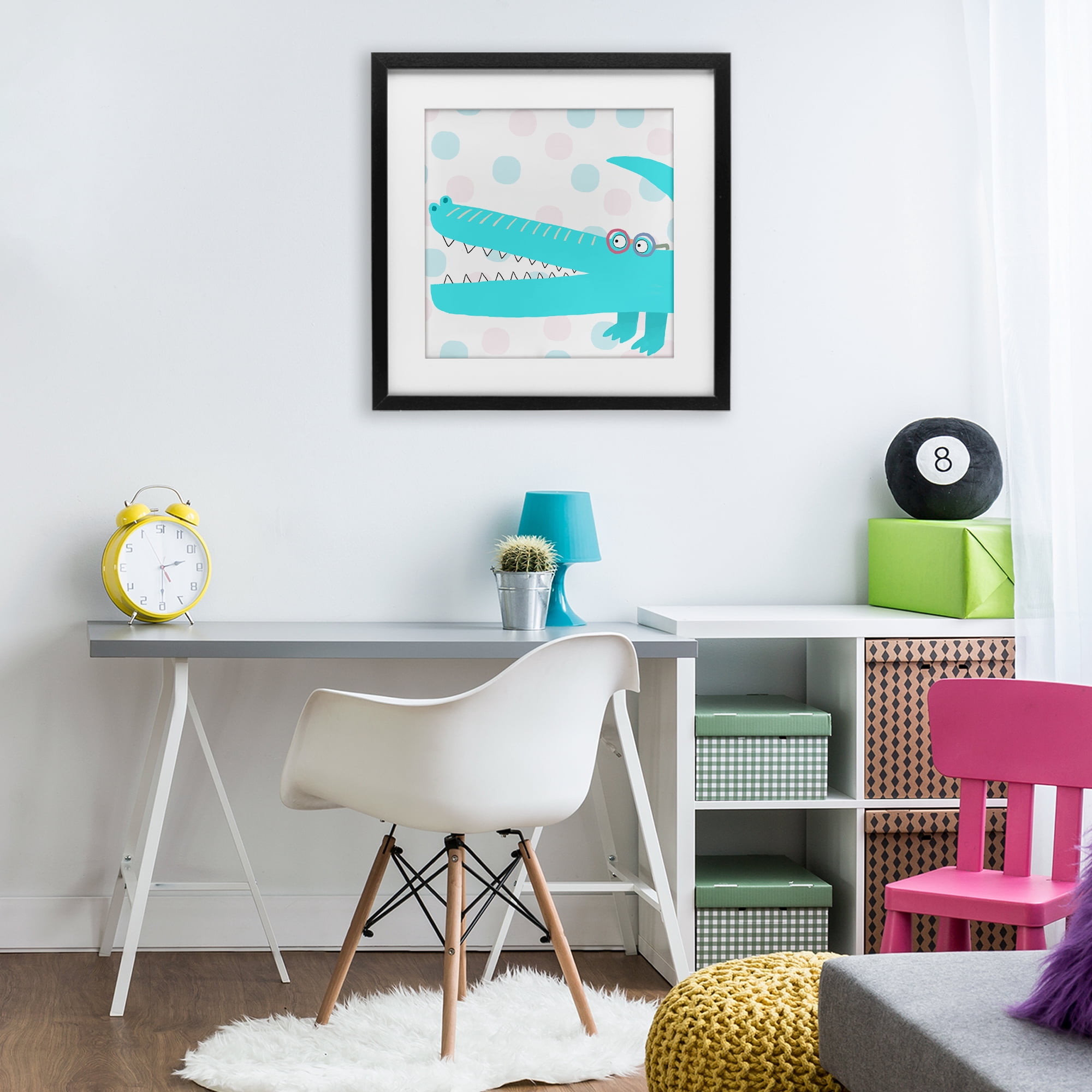 Stupell Industries Electric Blue Crocodile Black Framed Print Under Glass, design by Carla Daly