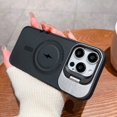 thumbnail image 1 of Fashion Magnetic Wireless Charging Phone Case For iPhone 15 14 13 12 11 Pro Max Plus Magsafe Lens Flip Bracket Protection Cover Black For 15 ProMax, 1 of 6