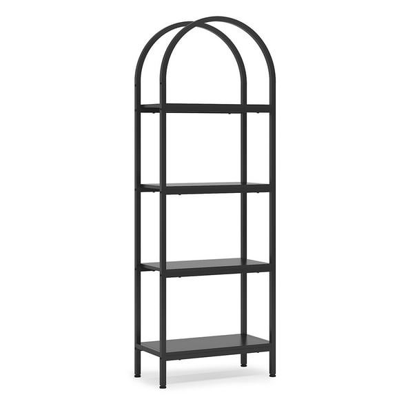 Kepooman Bookshelf, Display Bookshelf,4-Tier / 5-Tier Bookshelf, Arched Bookcase Display Rack with Storage Shelves