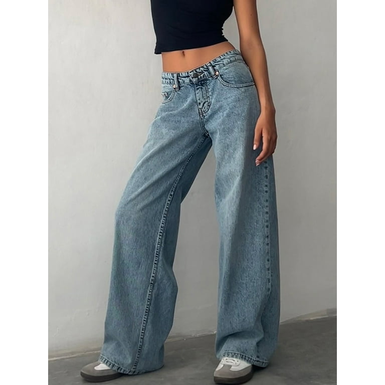 Women's Wide Leg Boyfriend Jeans Wide Straight Leg Denim
