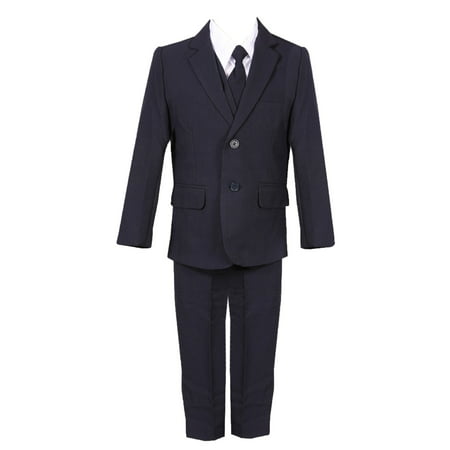 Rain Kids Little Boys Navy Slim Fit Fancy 5 pc Special Occasion Suit