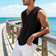 thumbnail image 2 of Linen Tank Tops for Men Breathable V-Neck Sleeveless Shirts Relaxed Fit Summer Casual Big and Tall T-Shirt, M, 2 of 5