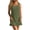 Army Green, variant on Women's Sleeveless Scoop Neck Short Chemises - Textured Crinkled Fabric with Ruffled Hem, Loose Fit Loungewear Sleep Dress