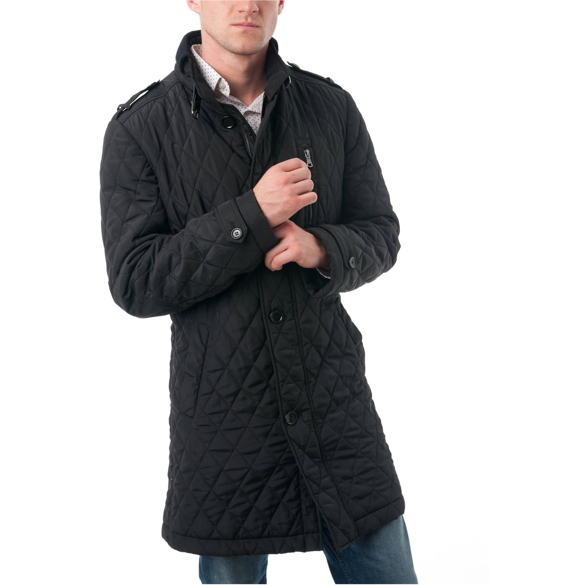quilted car coat with hood