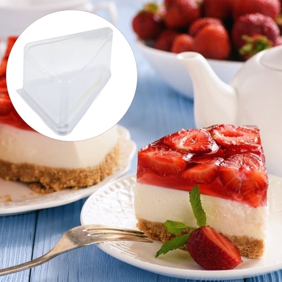 SOPOTUTU 10 Sets Transparent Triangle Cake Boxes Plastic Cases for Safe Cake Transport and Storage