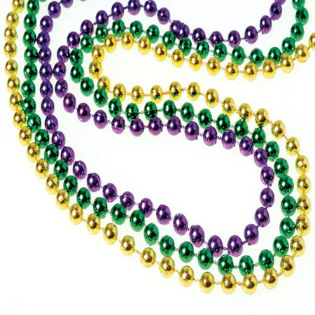 BULK MARDI GRAS 6MM BEAD NECKLACES, SOLD BY 3 GROSSES