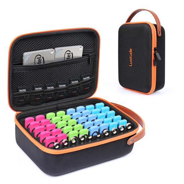 Funda para unidad flash Luxtude, organizador de almacenamiento USB con 61 ranuras