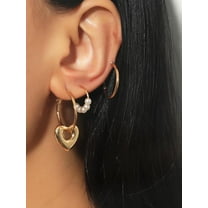 1 Set Heart Clip on Earring Clip On Hoop Earrings Non Pierced Hoop Chunky Creative Personal Jewelry for Women Trendy Elegant Gifts Light Gold