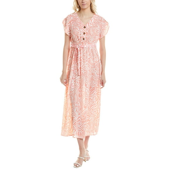 MARION womens Tie Waist Midi Dress, Medium, Pink