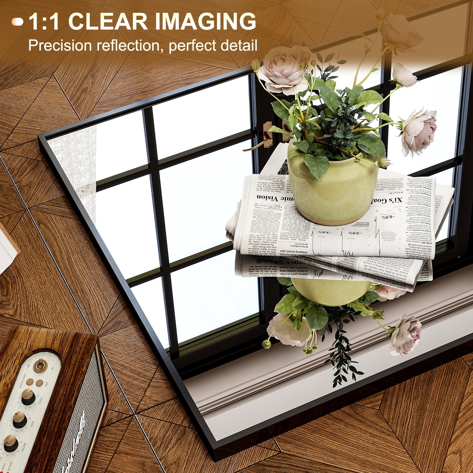 Cenovo 71" x 30.1" Full Length Mirror with Stand, Wall-Mounted Full Body Mirror,Black