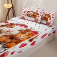 thumbnail image 3 of Homewish Red Flowers Blossom Zipper Twin Comforter Sets with Fitted Sheet and 2 Pillowcases,Cute Farm Highland Cow Zipper Bedding Set For Men Women,Reversible,4-Piece, 3 of 7