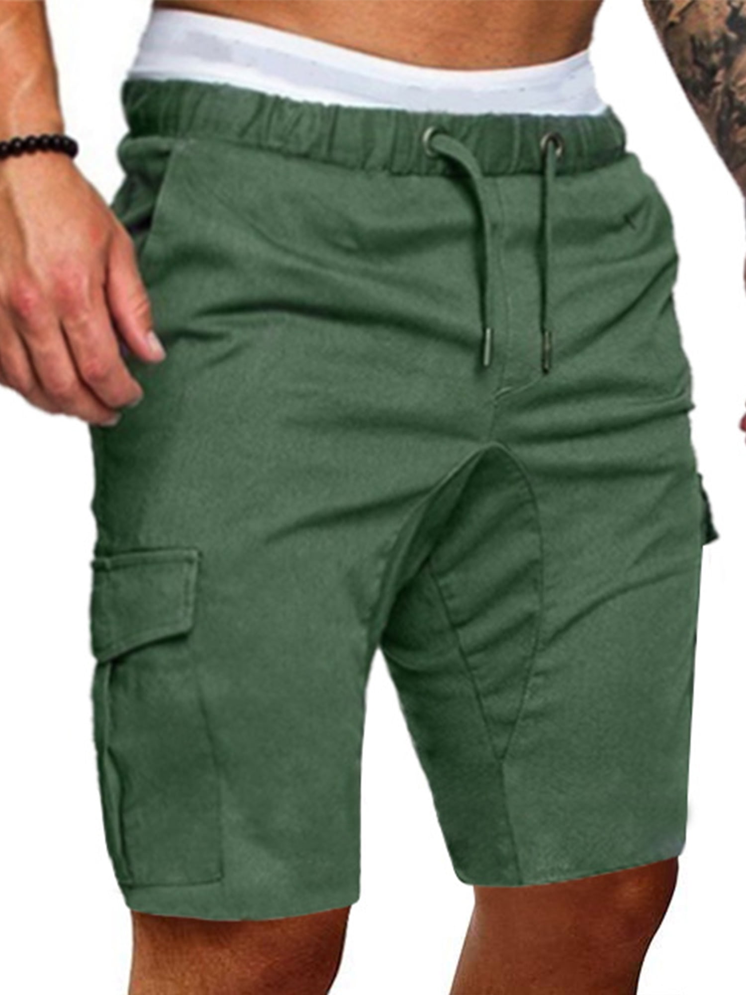 Men's Multi Pocket Zipper Cargo Short Outdoor Casual Loose Fit Dungarees Shorts 