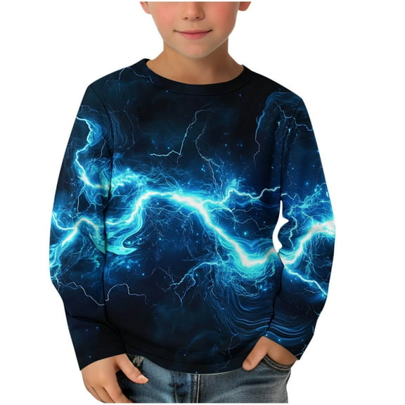 cocolona Boys Long Sleeve Print Shirts Cute Crew Neck T-shirt Fall Casual Lightweight Pullover Tops 3-14 Years