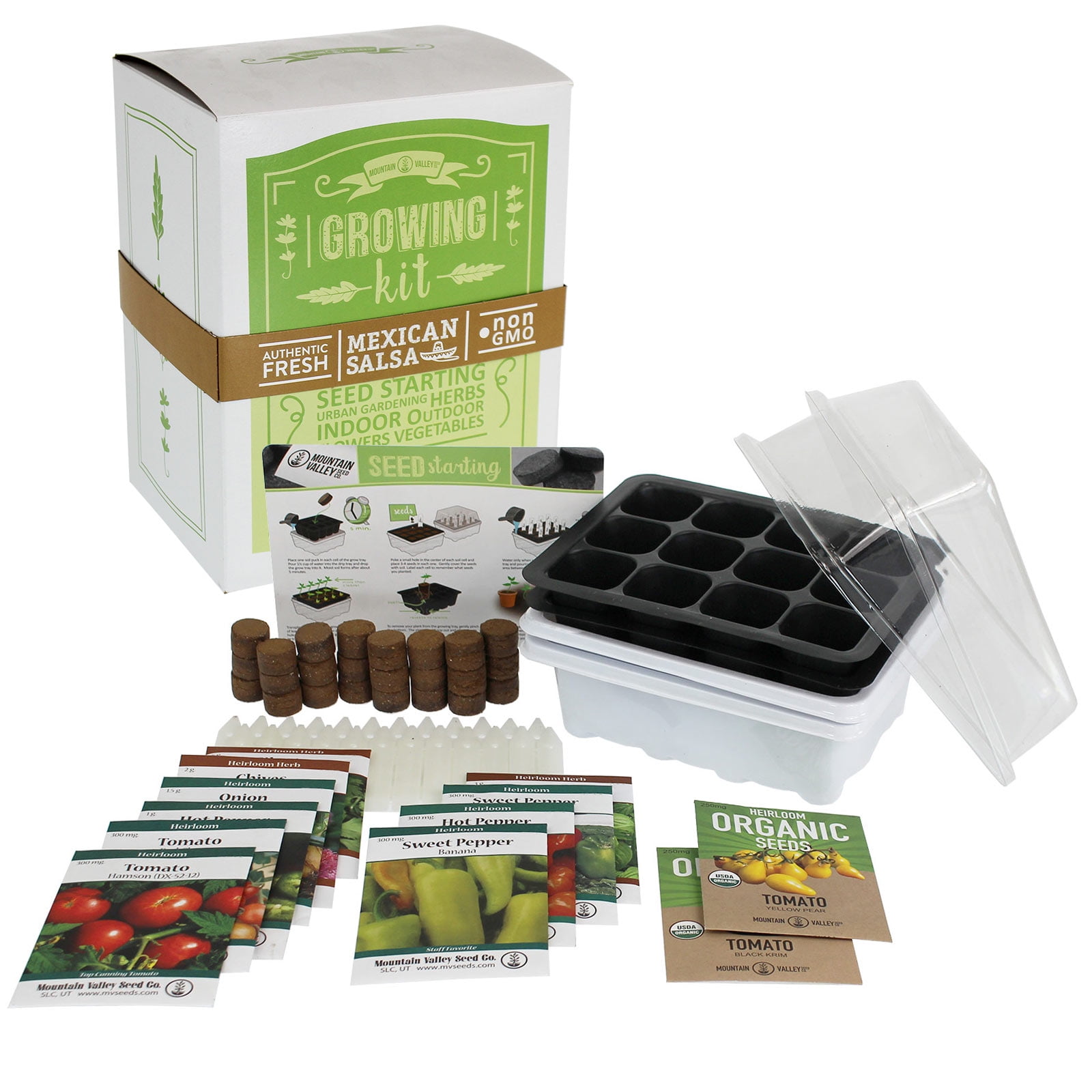 Mexican Salsa Garden Seed Starter - Deluxe Kit - 12 Non-GMO Varieties - Grow Vegetables for Salsa, Pico De Gallo More - Chili Peppers, Tomato, Onion, Garlic Chives, Tomatillo, More