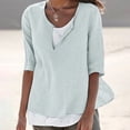 thumbnail image 2 of Comdrip Women Linen Shirt Women's T Shirts Loose Fit Tops 3/4 Length Sleeve Short Sleeve Tunic Blouse 2026 Linen Blouses for Women Light Green XL, 2 of 5