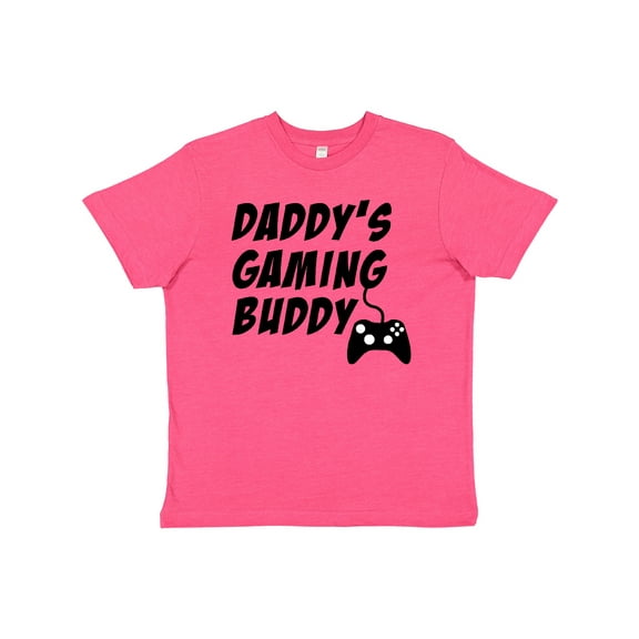 Inktastic Daddy's Gaming Buddy with Controller Youth T-Shirt