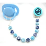 Blue Dolphin Beaded Pacifier Clip