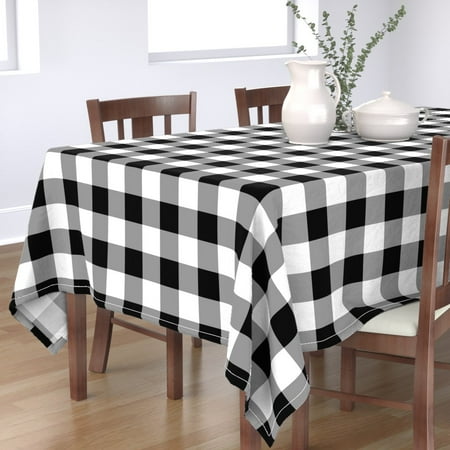 

Cotton Sateen Tablecloth 70 x 108 - Gingham Buffalo Check Black White Grey Geometric Medium Print Custom Table Linens by Spoonflower
