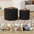 thumbnail image 2 of Nesting Coffee Table Set of 2, Round Wood Black Coffee Tables Modern Circle Coffee Table Side End Table for Small Spaces Living Room, Bedroom, Balcony, Office, 2 of 7