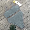 thumbnail image 4 of QUNYINEY String Women Bikini High Waisted Solid Swimsuits Triangle Tummy Control Swimsuit Sets, 4 of 6