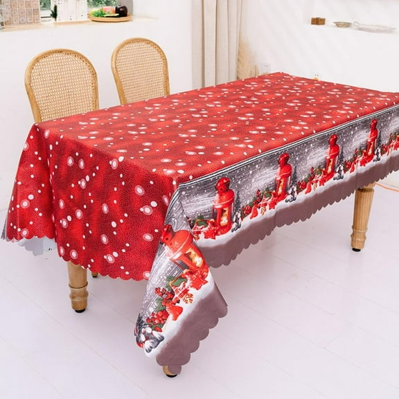 TINKER Christmas Rectangle Tablecloth, Tabletop Cloth Decorative Fabric Kitchen Table Cover for Outdoor and Indoor, Wrinkle Resistant Washable Backdrop Curtain for Anniversary, Party, 71х57'