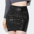 thumbnail image 2 of Ashirexll Skirts for Women Summer Sequins High Waist Slim Package Hip Skirt A-line Sequin Mini Skirt Black S, 2 of 6