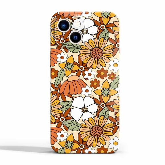 Retro Flowers Case for iPhone 13,Aesthetic Art Design Full Cover Protective Case