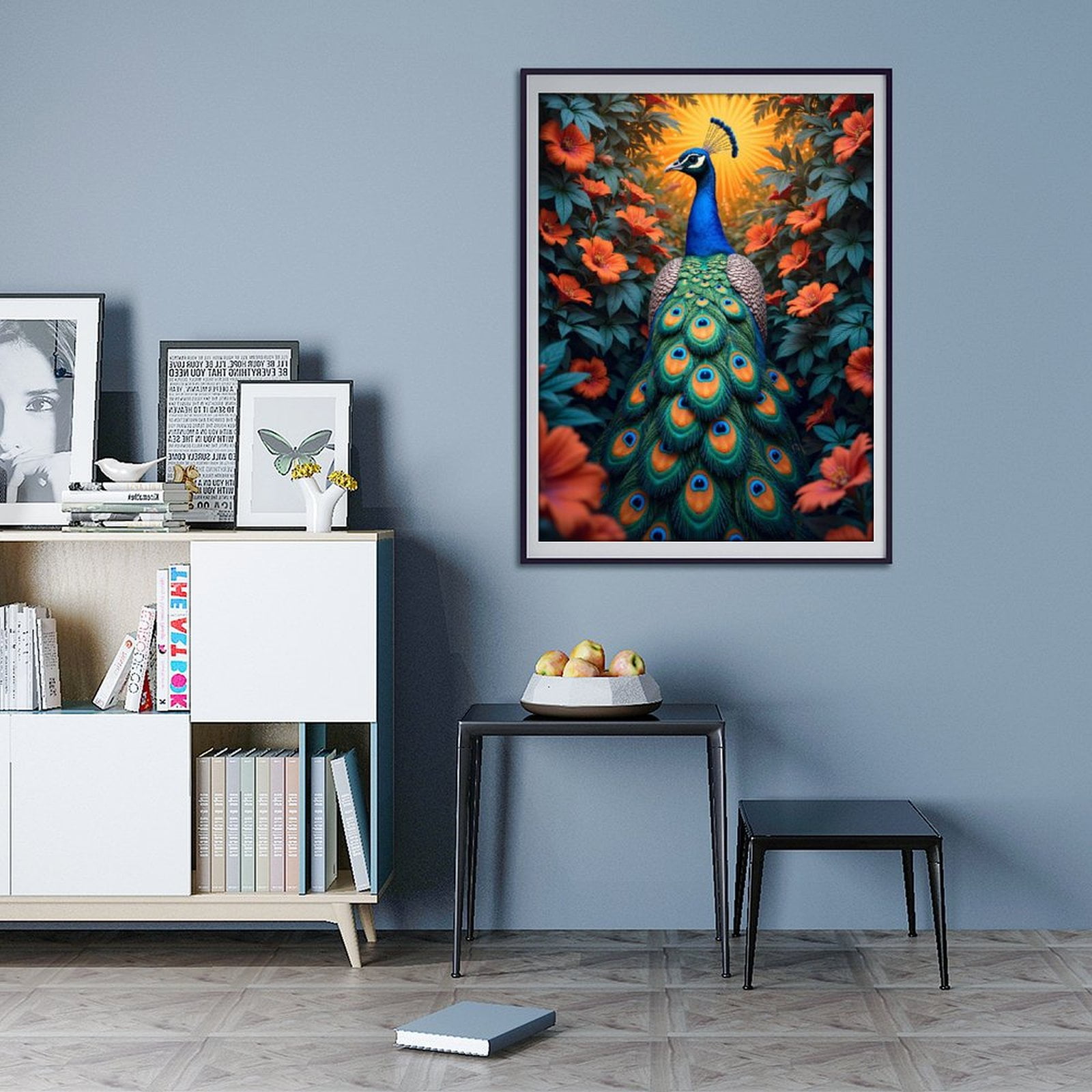Diamond Art Kits for Adults - 5d Peacock Amidst Vibrant Blossoms Diamond Painting for Adults, Diamond Art for Adults Beginners, Diamond Painting Kits for Adults for Home Wall Decor