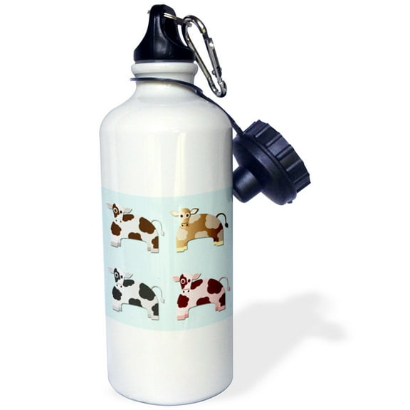 3dRose, Cows. Blue background. Cute., Flip Straw 21oz Water Bottle