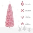 thumbnail image 3 of HOMCOM 7' Tall Unlit Slim Douglas Fir Artificial Christmas Tree, Pink, 3 of 9