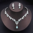 thumbnail image 1 of Ensemble de Bijoux de Mode à Motif Floral de Luxe pour Femmes, Colliers, Boucles d'Oreilles, Accessoires de Robe de Mariée, Vert Opale, 1 of 6