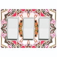 thumbnail image 1 of Metal Light Switch Plate Cover Orange Pink Mandala Star Flower Tile Pattern MDL053, 1 of 13