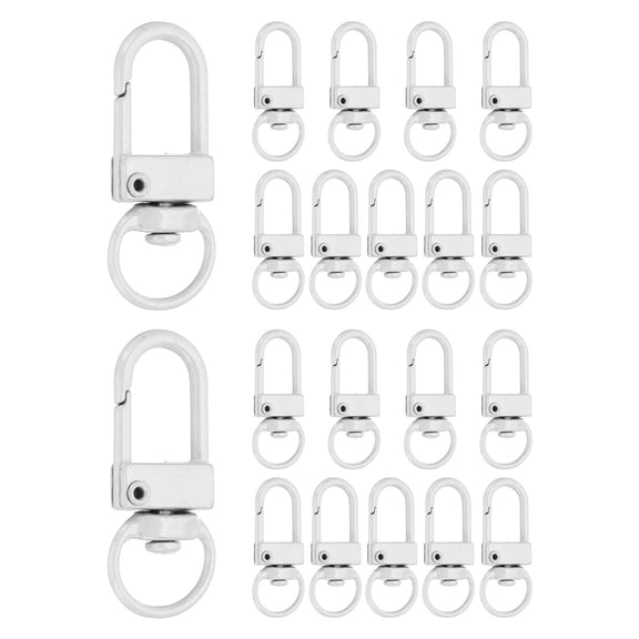 Uxcell Metal Lobster Claw Clasps, 20 Pack Swivel Lanyards Trigger Snap Hooks, White