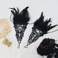 thumbnail image 4 of Outfmvch Feather Decorative Gloves for Women Gothic Lace Long Gloves Feather Wrist Cuffs Hollow Bracelets for Wedding Masquerade Show Dressy Lace Fingerless Gloves Black 1 One Size, 4 of 4