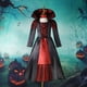thumbnail image 5 of Vestido de disfraz de vampiro para niña, vestido elegante de Halloween para fiesta, Cosplay de fantasma, Vestidos de actuación Canival, tela para niño pequeño, 3 uds., 5 of 5