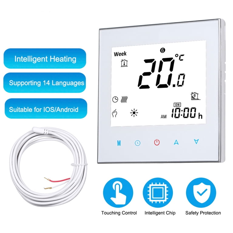 WiFi Voice Control Thermostat LCD Display Heater Temperature Controller,  Boiler Heating/Electric Heating/Water Heating Interface White BHT-1000-GB -  Walmart.com