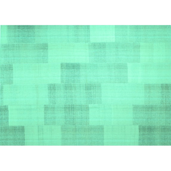 Ahgly Company Indoor Rectangle Solid Turquoise Blue Modern Area Rugs, 4' x 6'