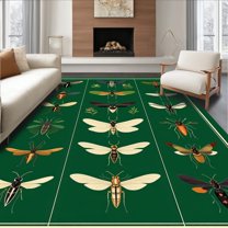 Flatwoven High Traffic Area Rug, Entomologist Dream Collection Decorative Surface, Non Slip, Stain Resistant, Washable Area Rugs for Living Room, Bedroom(Green, 8X10)