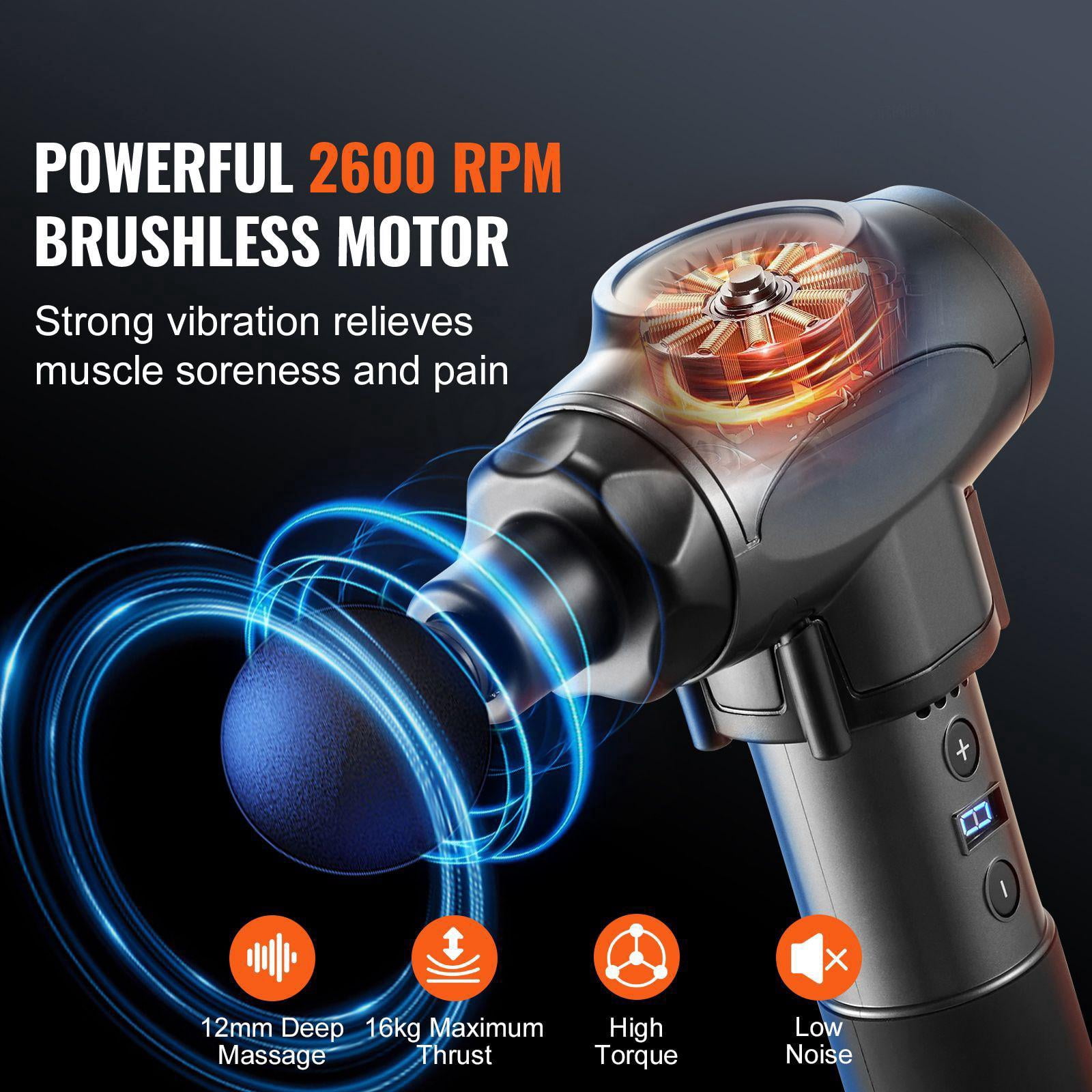 Deep Tissue Massage Gun with 9 Speeds 6 Heads 24V 2500mAh Battery Percussion Muscle Massager for Athletes Pain Relief Muscle Relaxation