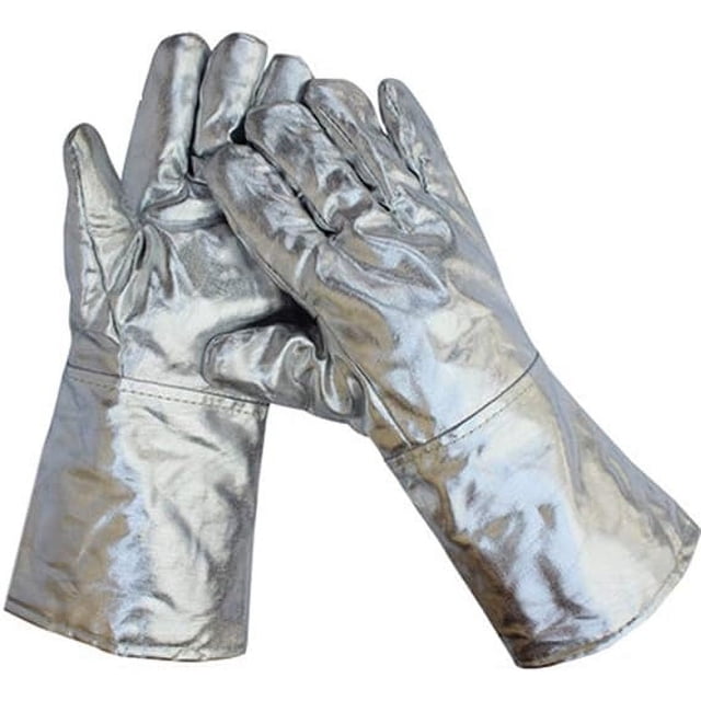 Guantes de Trabajos de soldadura de seguridad aluminizados resistentes al calor de alta temperatura guantes con aislamiento de papel de aluminio de 38cm/14,96"